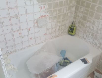 We renew old bathroom tile and grout, even if uit's full of mildew, and the glaze is damaged.