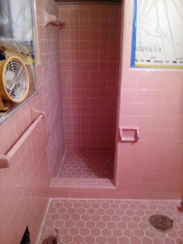 We resurface old pink tile, and can resurface it into brilliant white.